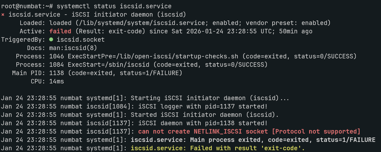 iscsid error